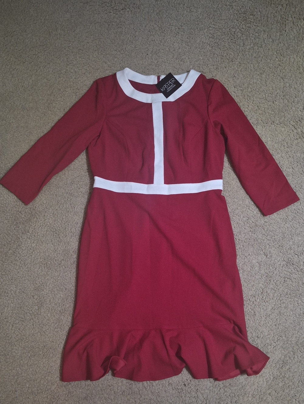 Kasper Womens' Red Dress with White Contrast Trim